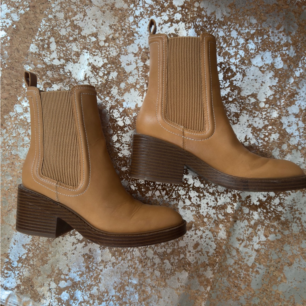 Bandolino Tan Leather Ankle Boots - Picture 6 of 8
